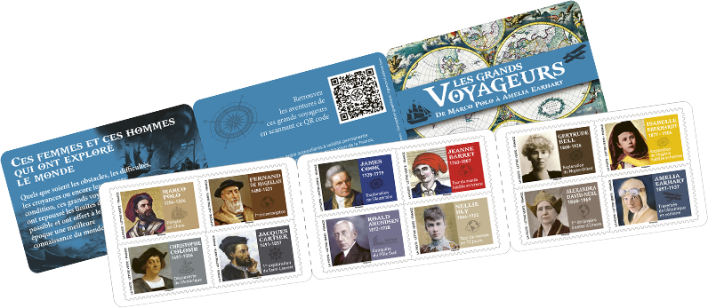 Carnet de timbre les Grands Voyageurs recto-verso