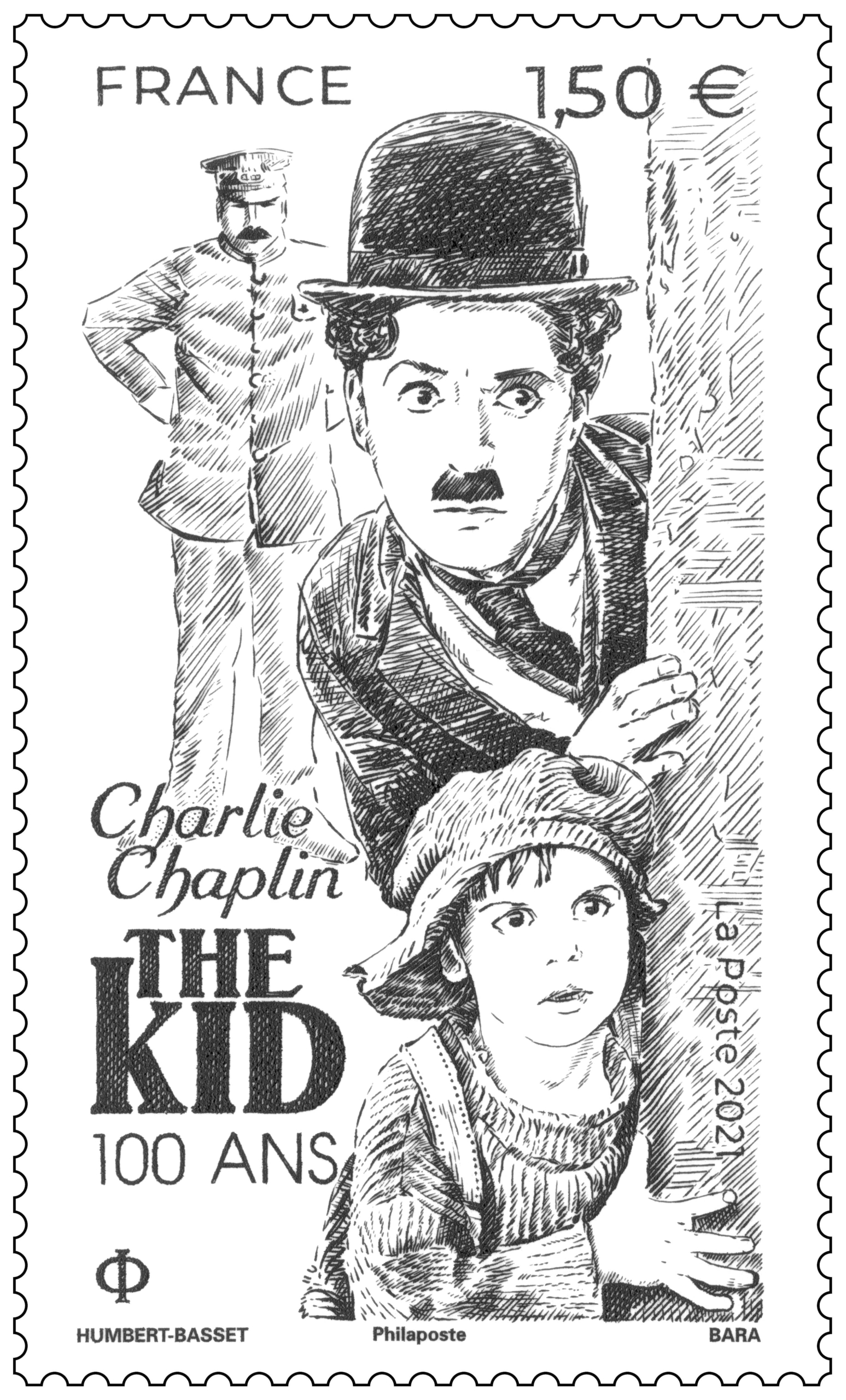 Timbre Charlie Chaplin The Kid 100 ans