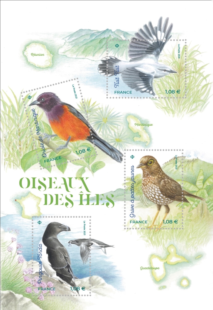 Bloc de timbres Oiseaux des îles