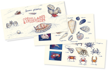souvenir philatélique coquillages et crustacés