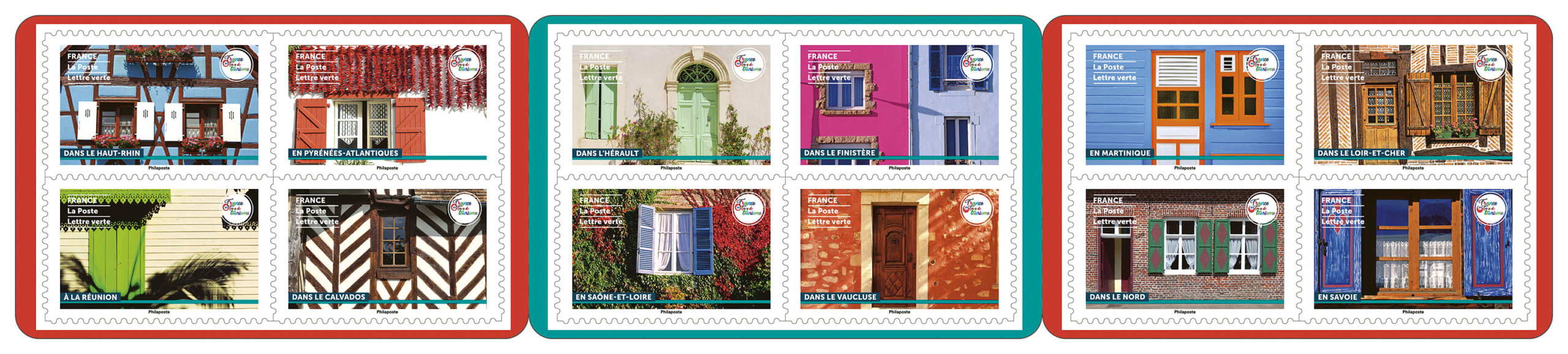 Carnet de 12 timbres - France Terre de tourisme - Habitats typiques -  Lettre Verte - La Poste