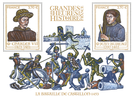 Bloc de timbres Les Grandes Heures de l'Histoire Bataille de Castillon