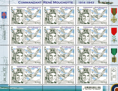 Feuille de timbres René Mouchotte