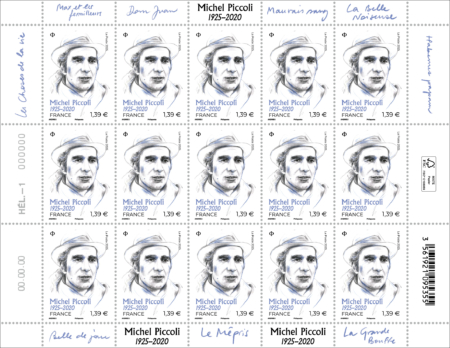 Feuille 15 timbres Michel Piccoli