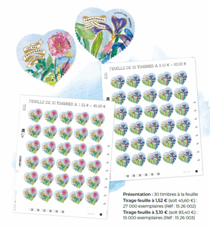 feuilles autocollantes coeur fragonard